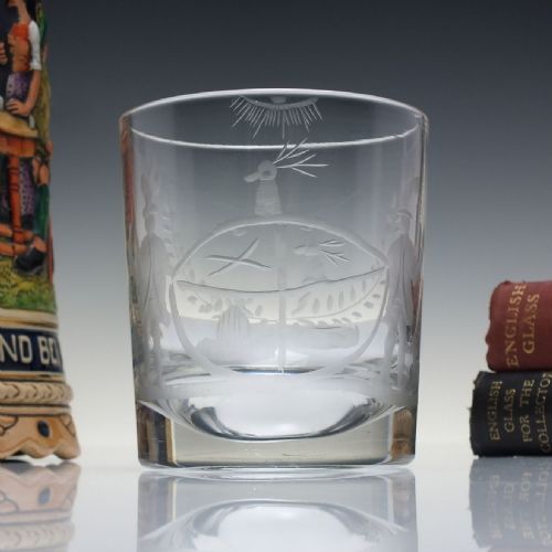 19TH CENTURY ENGRAVED ORDER OF ODD FELLOWS GLASS TUMBLER C1850