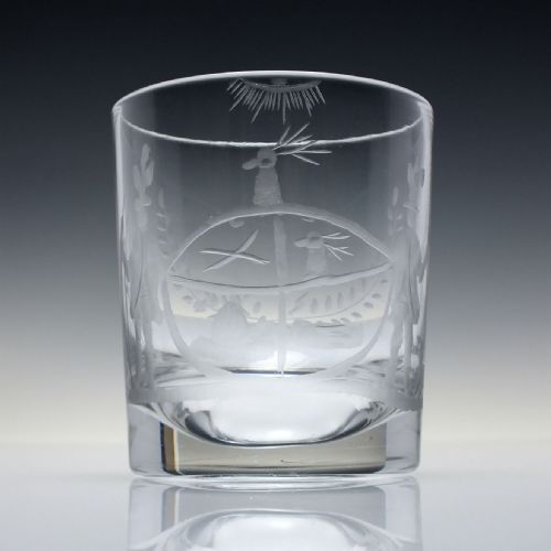 19TH CENTURY ENGRAVED ORDER OF ODD FELLOWS GLASS TUMBLER C1850 - ADDITIONAL PHOTO 4