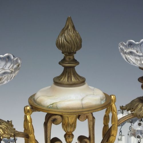 PAIR 19TH CENTURY FRENCH ORMOLU ALABASTER GLASS CANDLE LUSTRES C1870 - ADDITIONAL PHOTO 8