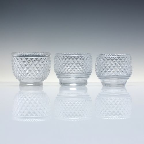 RARE SET OF THREE GEORGIAN IRISH CUT GLASS SALTS WITH FITTED SAUCERS C1820 - ADDITIONAL PHOTO 1