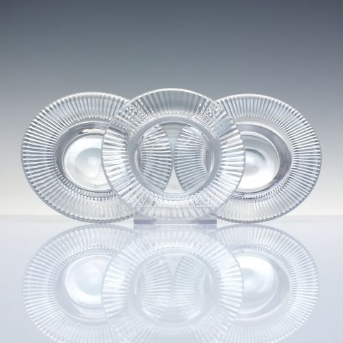 RARE SET OF THREE GEORGIAN IRISH CUT GLASS SALTS WITH FITTED SAUCERS C1820 - ADDITIONAL PHOTO 2