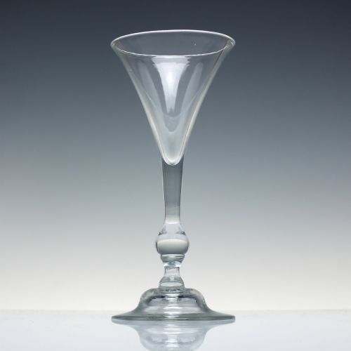 RARE 18TH CENTURY BALUSTROID WINE GLASS C1740 - ADDITIONAL PHOTO 1