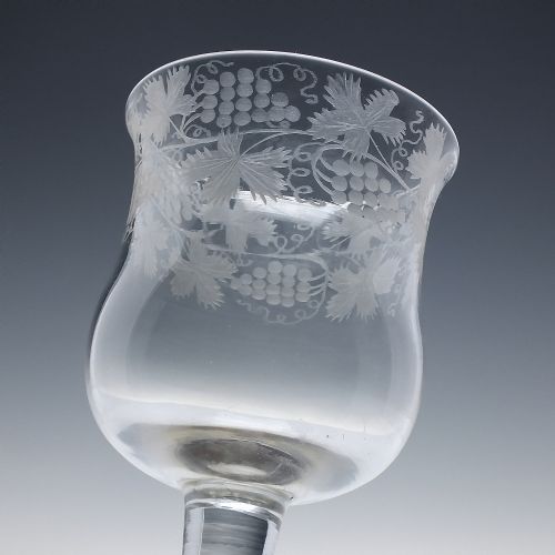 MAGNIFICENT GEORGIAN 18TH CENTURY ENGRAVED PLAIN STEM GLASS GOBLET C1750 - ADDITIONAL PHOTO 1