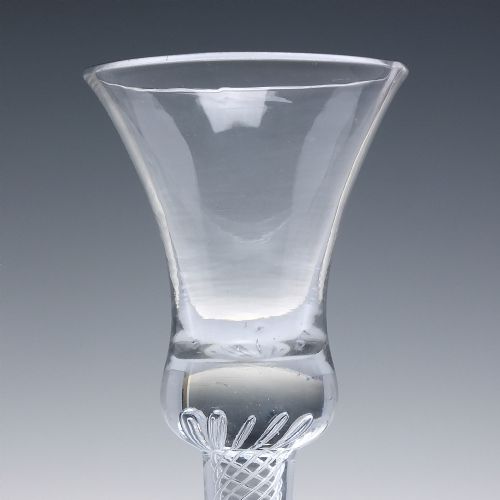 18TH CENTURY AIR TWIST WINE GLASS C1750 WITH APPLIED ANNULATED COLLAR - ADDITIONAL PHOTO 3