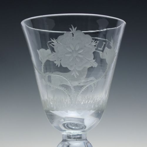 RARE 18TH CENTURY HANOVERIAN LIBERTY ANTI JACOBITE WINE GLASS C1750 - ADDITIONAL PHOTO 6