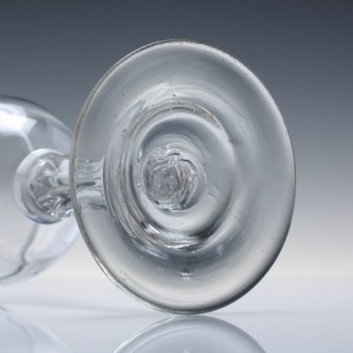 18TH CENTURY PEDESTAL STEM CHAMPAGNE GLASS C1750 - ADDITIONAL PHOTO 5