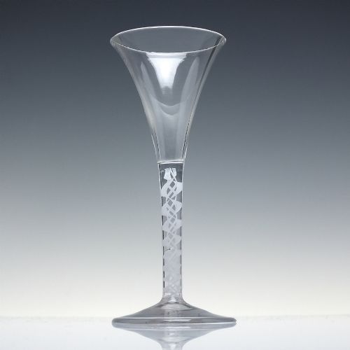 GEORGIAN DOUBLE SERIES OPAQUE TRUMPET WINE GLASS C1760 - ADDITIONAL PHOTO 1
