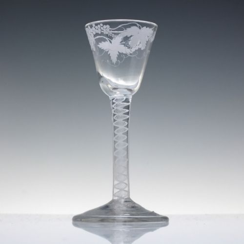 BEILBY ENAMELLED OPAQUE TWIST WINE GLASS C1765 - ADDITIONAL PHOTO 1