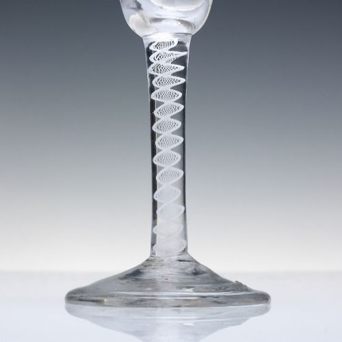 BEILBY ENAMELLED OPAQUE TWIST WINE GLASS C1765 - ADDITIONAL PHOTO 2