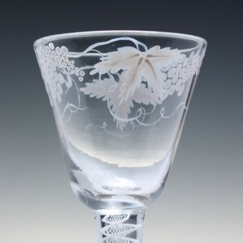 BEILBY ENAMELLED OPAQUE TWIST WINE GLASS C1765 - ADDITIONAL PHOTO 3