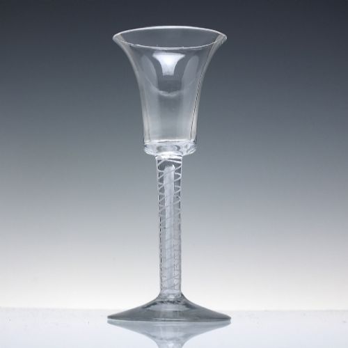 VERY RARE GEORGIAN MIXED TWIST WINE GLASS C1760 WITH FLARED BUCKET BOWL - ADDITIONAL PHOTO 1