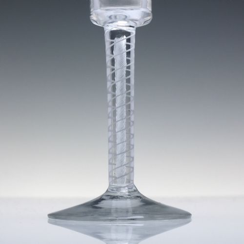 VERY RARE GEORGIAN MIXED TWIST WINE GLASS C1760 WITH FLARED BUCKET BOWL - ADDITIONAL PHOTO 2