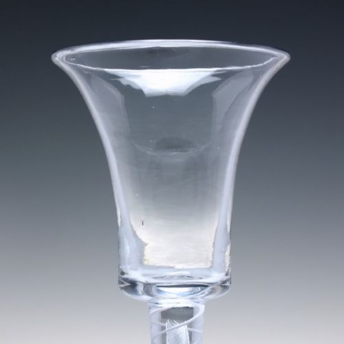 VERY RARE GEORGIAN MIXED TWIST WINE GLASS C1760 WITH FLARED BUCKET BOWL - ADDITIONAL PHOTO 3
