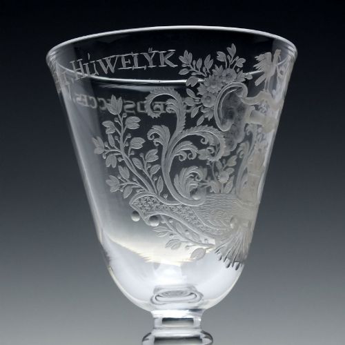 18TH CENTURY ENGRAVED NEWCASTLE LIGHT BALUSTER MARRIAGE WINE GOBLET C1750 - ADDITIONAL PHOTO 4