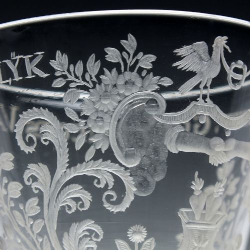 18TH CENTURY ENGRAVED NEWCASTLE LIGHT BALUSTER MARRIAGE WINE GOBLET C1750 - ADDITIONAL PHOTO 5