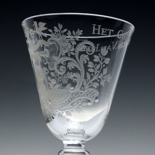 18TH CENTURY ENGRAVED NEWCASTLE LIGHT BALUSTER MARRIAGE WINE GOBLET C1750 - ADDITIONAL PHOTO 6
