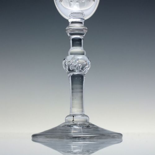 18TH CENTURY ENGRAVED NEWCASTLE LIGHT BALUSTER MARRIAGE WINE GOBLET C1750 - ADDITIONAL PHOTO 7