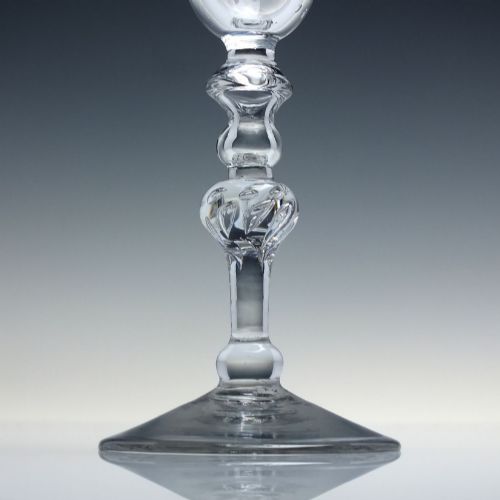 RARE 18TH CENTURY HERALDIC ARMORIAL LIGHT BALUSTER WINE GOBLET C1755 - ADDITIONAL PHOTO 9