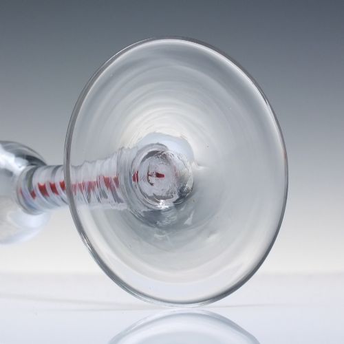 RARE 18TH CENTURY ENGRAVED RED COLOUR TWIST ALE GLASS C1765 - ADDITIONAL PHOTO 7