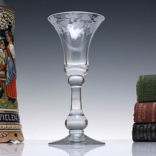 georgian engraved light baluster wine glass c173540 - CATEGORY: ANTIQUE GLASS - DATED GEORGIAN