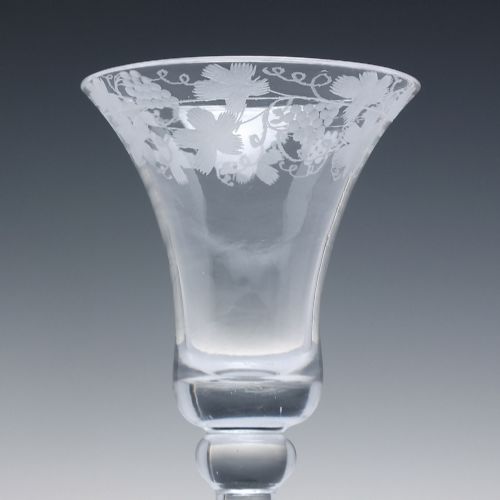 GEORGIAN ENGRAVED LIGHT BALUSTER WINE GLASS C173540 - ADDITIONAL PHOTO 2