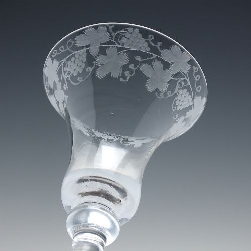 GEORGIAN ENGRAVED LIGHT BALUSTER WINE GLASS C173540 - ADDITIONAL PHOTO 3
