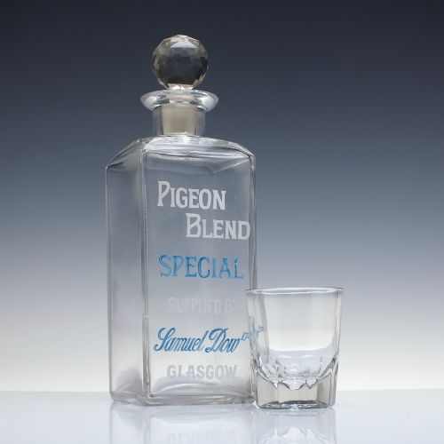 RARE ENAMELLED GLASGOW 19TH CENTURY SCOTTISH PIGEON BLEND GLASS WHISKY DECANTER C1870 - ADDITIONAL PHOTO 2
