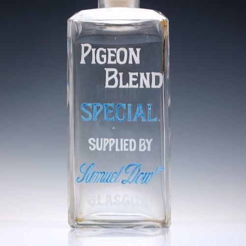 RARE ENAMELLED GLASGOW 19TH CENTURY SCOTTISH PIGEON BLEND GLASS WHISKY DECANTER C1870 - ADDITIONAL PHOTO 3