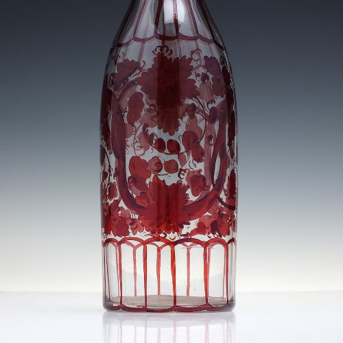 ANTIQUE 19TH CENTURY HAND PAINTED GLASS DECANTER OR SERVING BOTTLE C1860 - ADDITIONAL PHOTO 2
