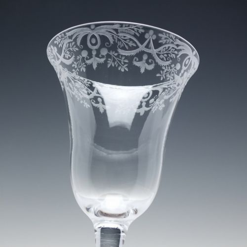 18TH CENTURY PLAIN STEM ENGRAVED GOBLET C1760 - ADDITIONAL PHOTO 3