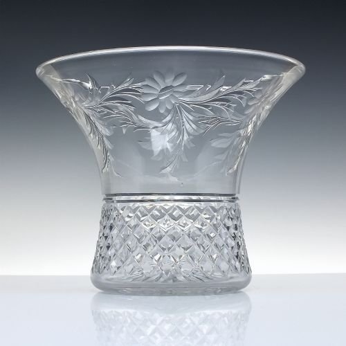 Large Flared Vintage Cut Crystal Vase C1960