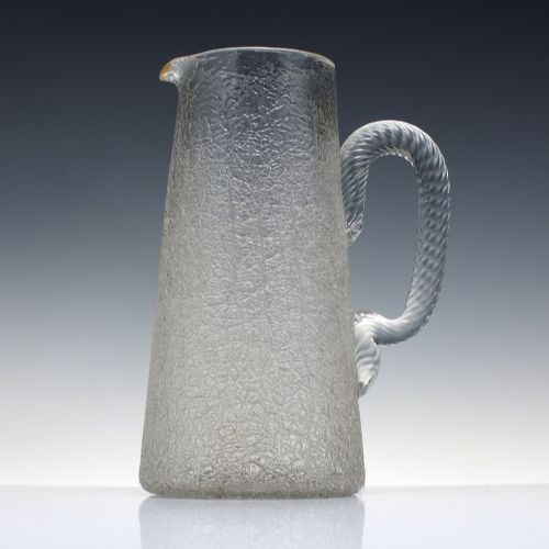Large 19th-century Overshot Glass Water Jug Pitcher with Gilded Rim C1880