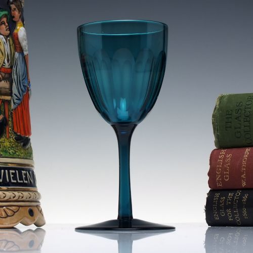 Victorian 19th-century Peacock Blue Wine Glass C1880