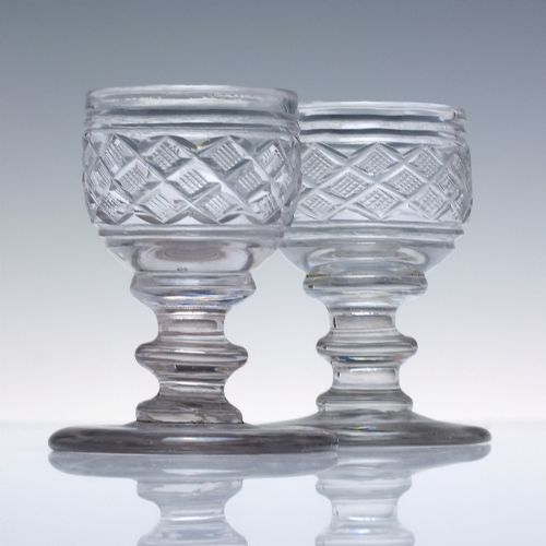 Pair of Georgian Anglo-irish Cut Whiskey Dram Glasses C1820