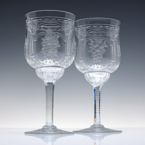 fig 1. A Rare Set of Six Art Nouveau Baccarat Vallee Large Red Wine Goblets c1902-10