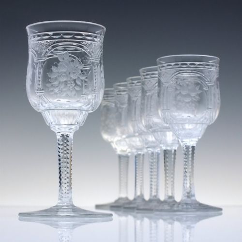 A Rare Set of Six Art Nouveau Baccarat Vallee Dram Glasses C1902-10
