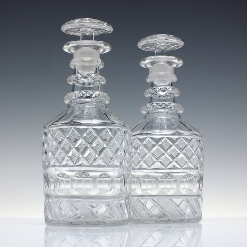 Pair Georgian Nelson Whisky Glass Decanters c1820