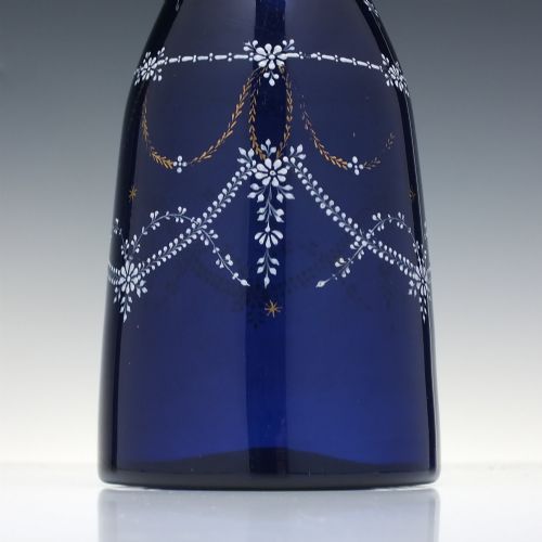 fig 2. 19th Century Enamelled Bohemian Blue Glass Taper Decanter c1820-30