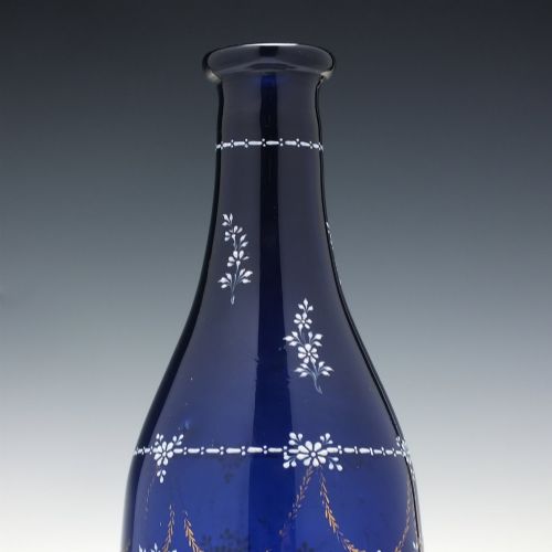fig 3. 19th Century Enamelled Bohemian Blue Glass Taper Decanter c1820-30