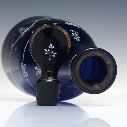 fig 4. 19th Century Enamelled Bohemian Blue Glass Taper Decanter c1820-30