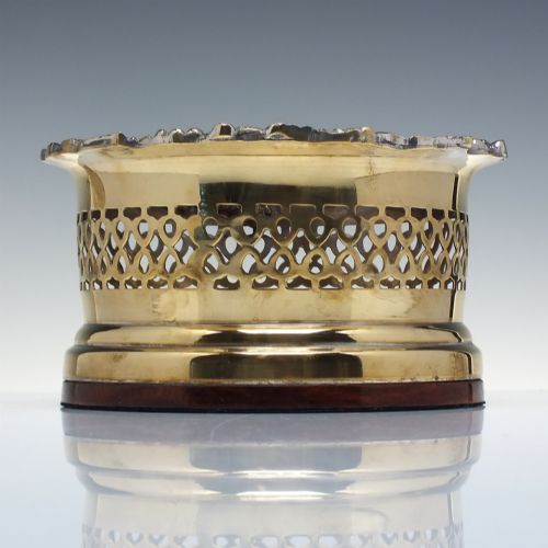 Large Victorian Silver Plate and Gilded Champagne Bottle Coaster C1880