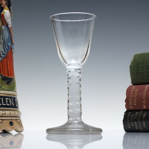 Rare 18th Century Opaque Twist Wine Glass C1760 with Firing Foot