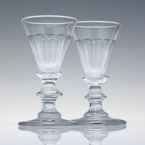 Pair Early 19th century Cut Dram or Gin Glasses c1800