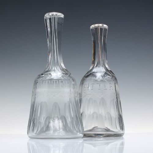 Rare Pair 18th Century Engraved Sugar Loaf Bitters Bottles C1780