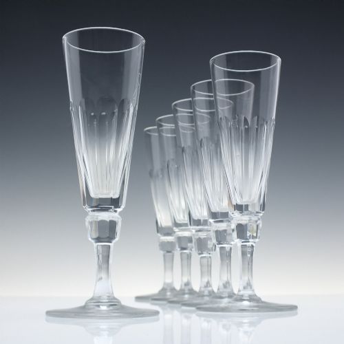Six Victorian Champagne Flute Glasses C1850