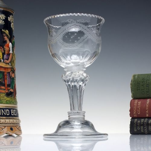 Georgian 18th Century Engraved Pedestal Stem Glass Sweetmeat C1785