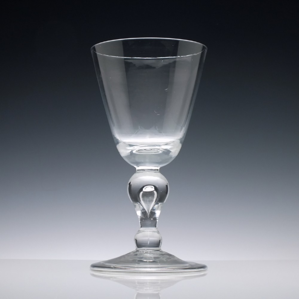 Large Queen Anne Baluster Glass Goblet c1710