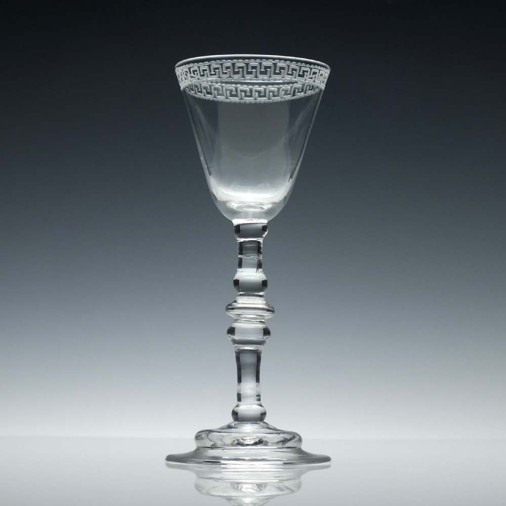 Rare Engraved 18th Century Newcastle Light Baluster Wine Glass c1750