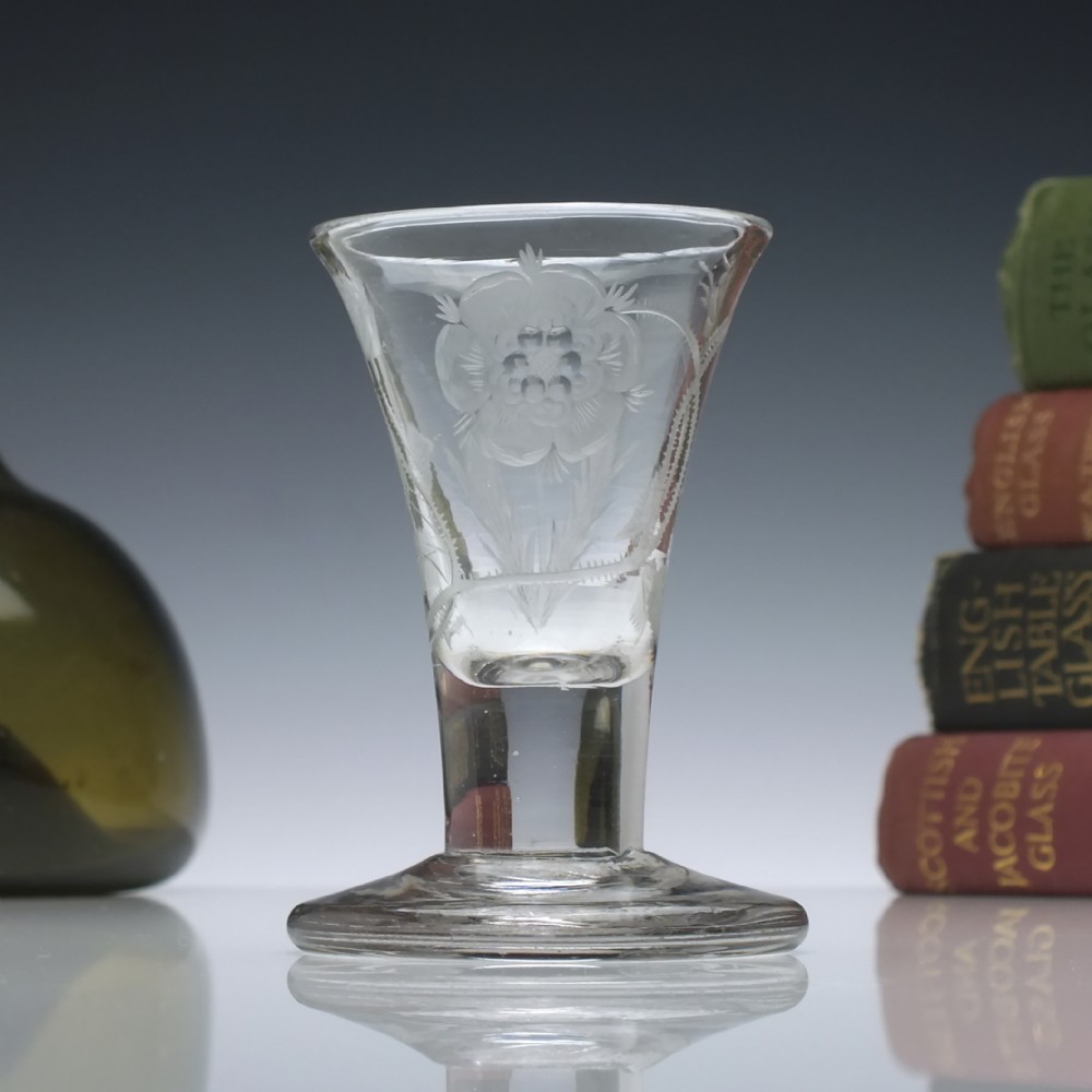 18th Century Jacobite Engraved Firing Glass c1750