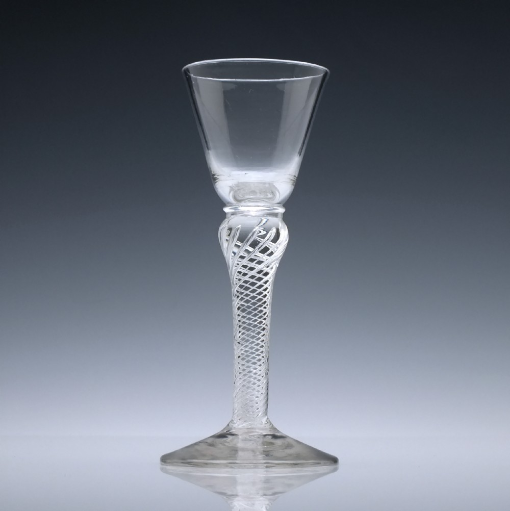 Knopped 18th Century Air Twist Wine Glass c1750
